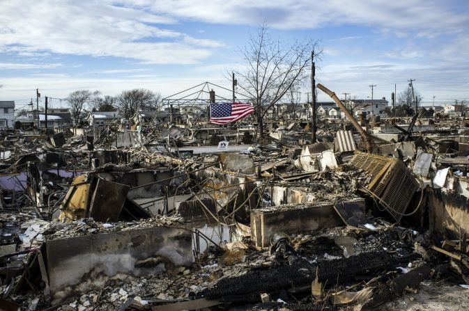 Burned out husks are all that remain of these homes in Rockaway.