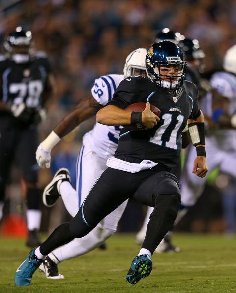 Jaguars quarterback Blaine Gabbert rushes against the Colts on Thursday.