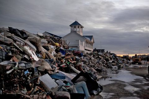 Debris from Superstorm Sandy is seen on a beach Thursday in Long Branch, New Jersey.