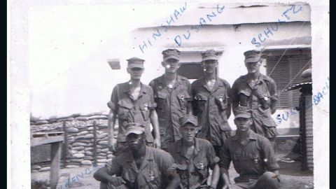 Ron Posey, second from right on the top row, with other Marines who fought in Operation SWIFT. 