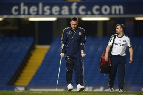 The veteran defender left Stamford Bridge on crutches after a short-lived return to the Chelsea line-up, and will have a knee scan on Monday.