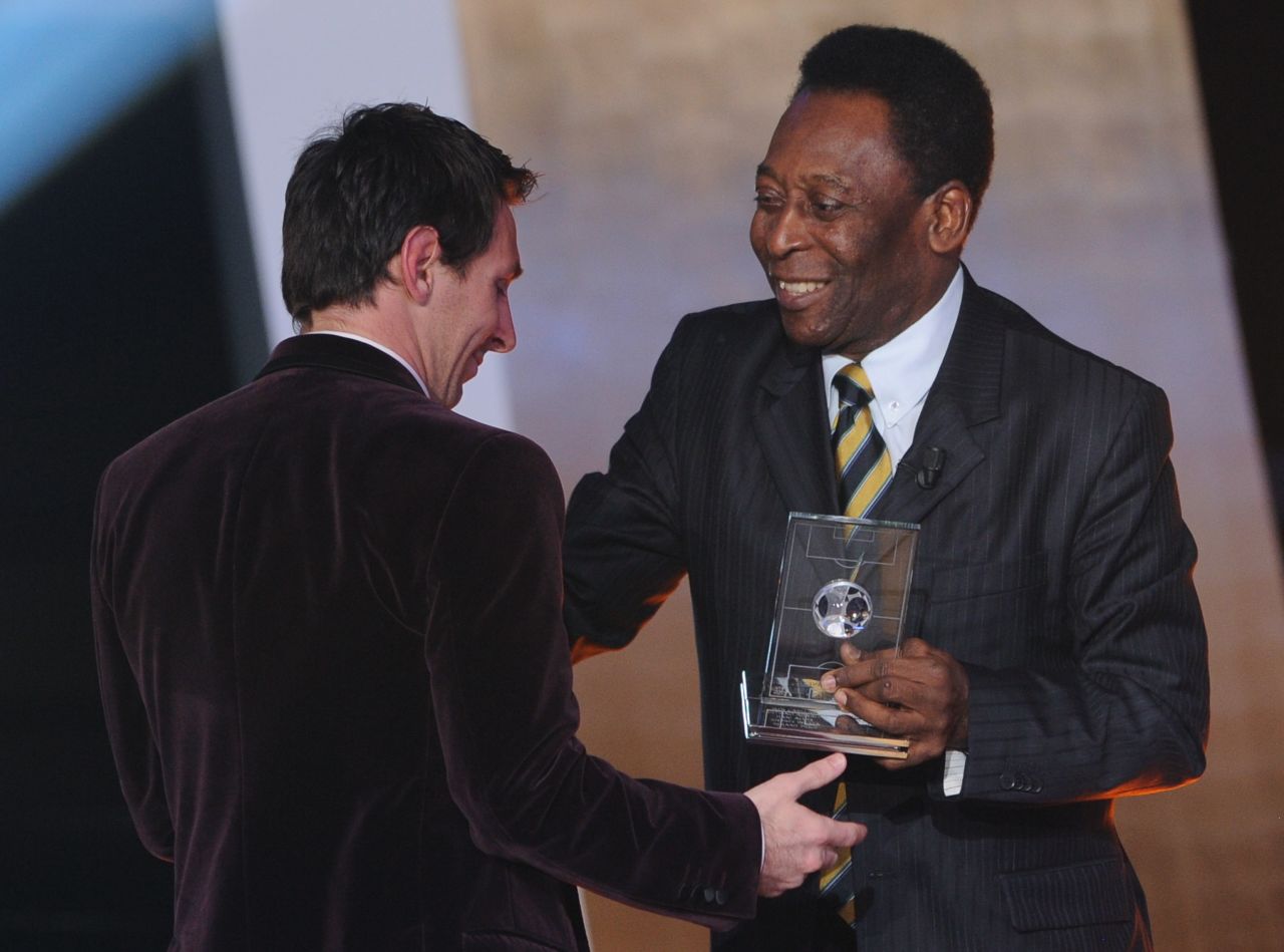 Messi is in line to win a fourth successive world player of the year award in January. Pele presented him with the Ballon d'Or at the start of this year.
