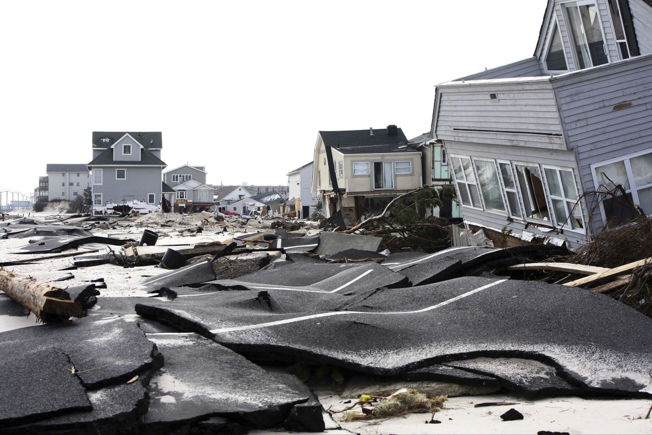 Streets in Ortley Beach, New Jersey, were destroyed by Sandy. 