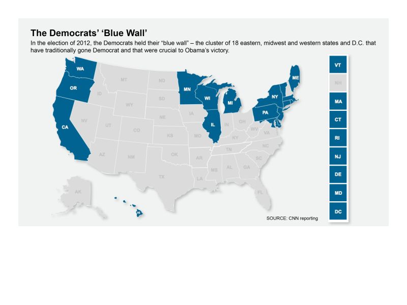 Holding Democratic Blue Wall Was Crucial For Obama Victory CNN Politics   121112081519 Dems Blue Wall Map 