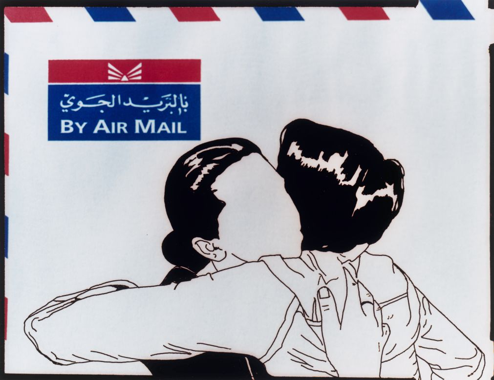 <strong>'Airmail' from the series 'Out of Line' by Jowhara AlSaud (2008)</strong>Saudi artist Jowhara AlSaud scratched the outline of a snapshot photograph into the emulsion of a large-format film cell in order to create this image. She explores Saudi Arabia's ban on depicting personal imagery -- and, she says, censorship more generally -- by removing faces, often from members of the Saudi Diaspora.