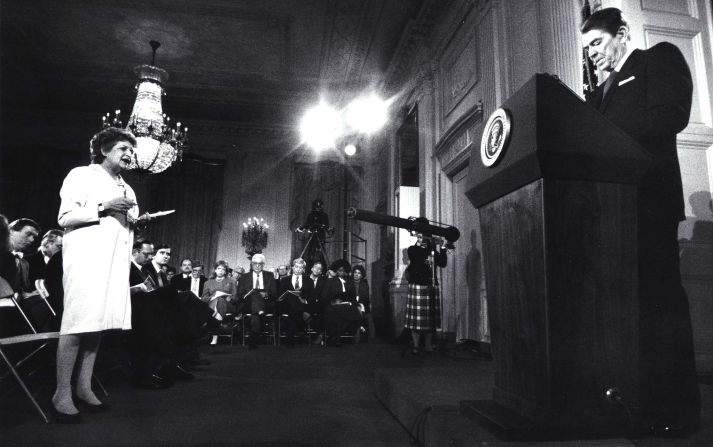 President Ronald Reagan addresses the media in 1987, months after the disclosure of the <a href="index.php?page=&url=http%3A%2F%2Fwww.cnn.com%2FSPECIALS%2F2001%2Freagan.years%2Fwhitehouse%2Firan.html">Iran-Contra affair</a>. A secret operation carried out by an American military officer used proceeds from weapons sales to Iran to fund the anti-communist Contras in Nicaragua and attempted to secure the release of U.S. hostages held by Iran-backed Hezbollah in Lebanon. Mehdi Hashemi, an officer of Iran's Islamic Revolutionary Guards Corps, leaked evidence of the deal to a Lebanese newspaper in 1986. Reagan's closest aides maintain he did not fully know, and only reluctantly came to accept, the circumstances of the operation.