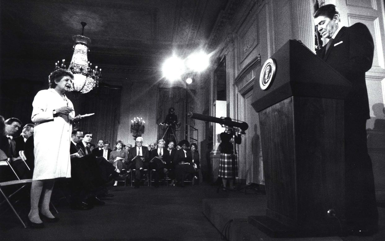 President Ronald Reagan addresses the media in 1987, months after the disclosure of the <a href="http://www.cnn.com/SPECIALS/2001/reagan.years/whitehouse/iran.html">Iran-Contra affair</a>. A secret operation carried out by an American military officer used proceeds from weapons sales to Iran to fund the anti-communist Contras in Nicaragua and attempted to secure the release of U.S. hostages held by Iran-backed Hezbollah in Lebanon. Mehdi Hashemi, an officer of Iran's Islamic Revolutionary Guards Corps, leaked evidence of the deal to a Lebanese newspaper in 1986. Reagan's closest aides maintain he did not fully know, and only reluctantly came to accept, the circumstances of the operation.