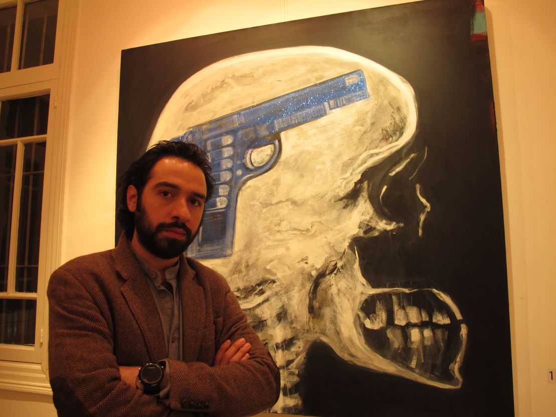 Fadi Al-Hamwi is the only one of the three artists in the exhibition who still lives in Syria.
