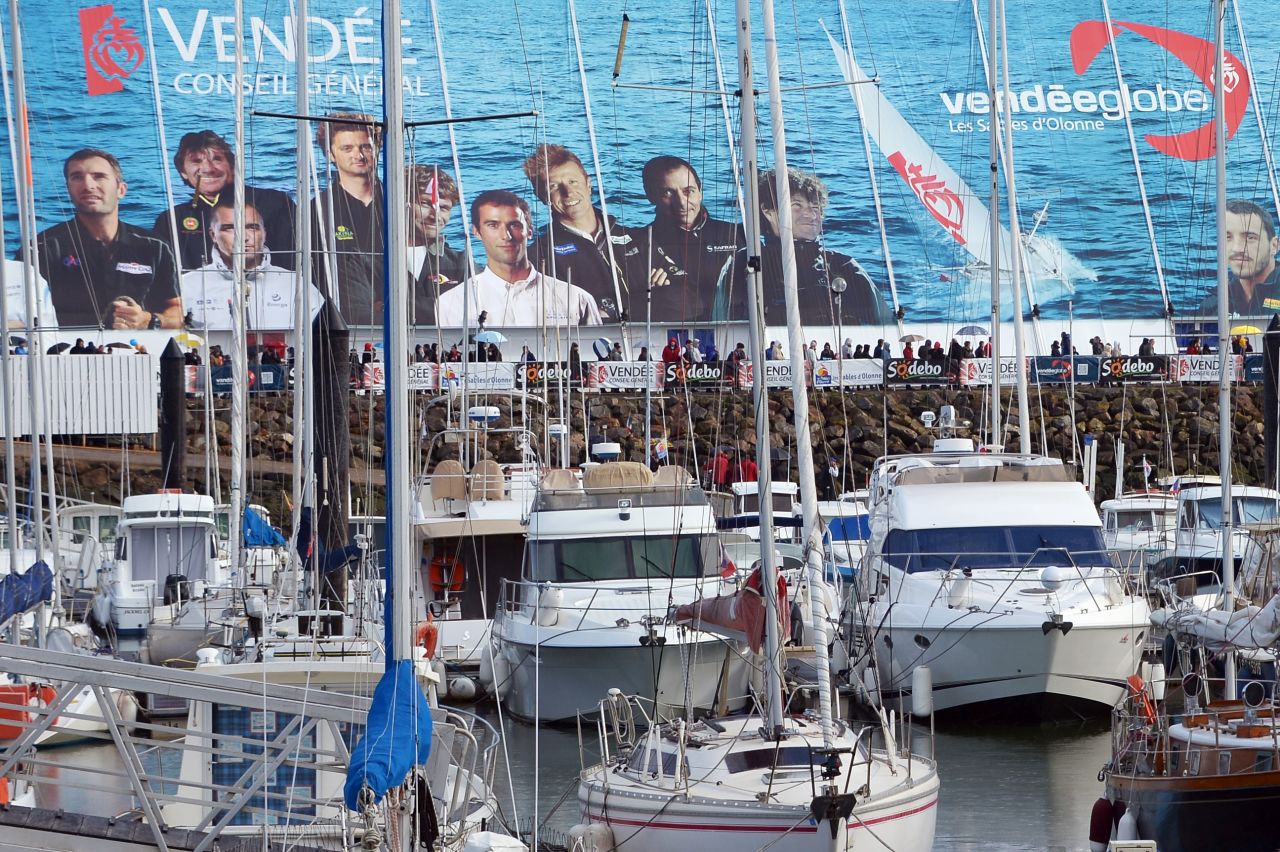 The sailors appear on billboards in the French city. First prize in the prestigious race is $190,600.