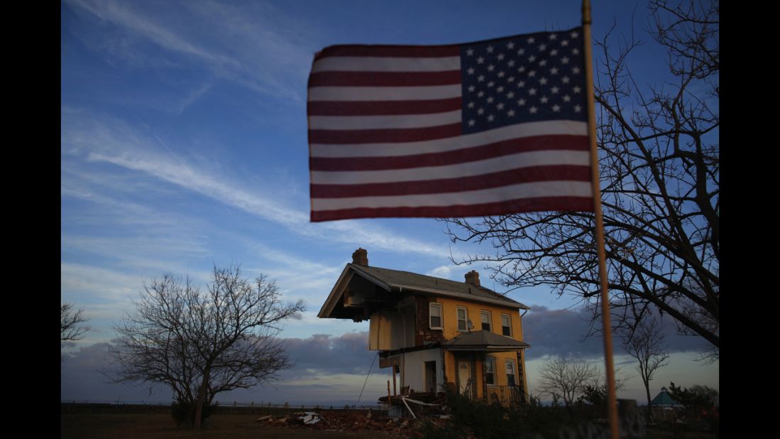 A home damaged by Sandy is seen in Union Beach, New Jersey, on Monday, November 12. 