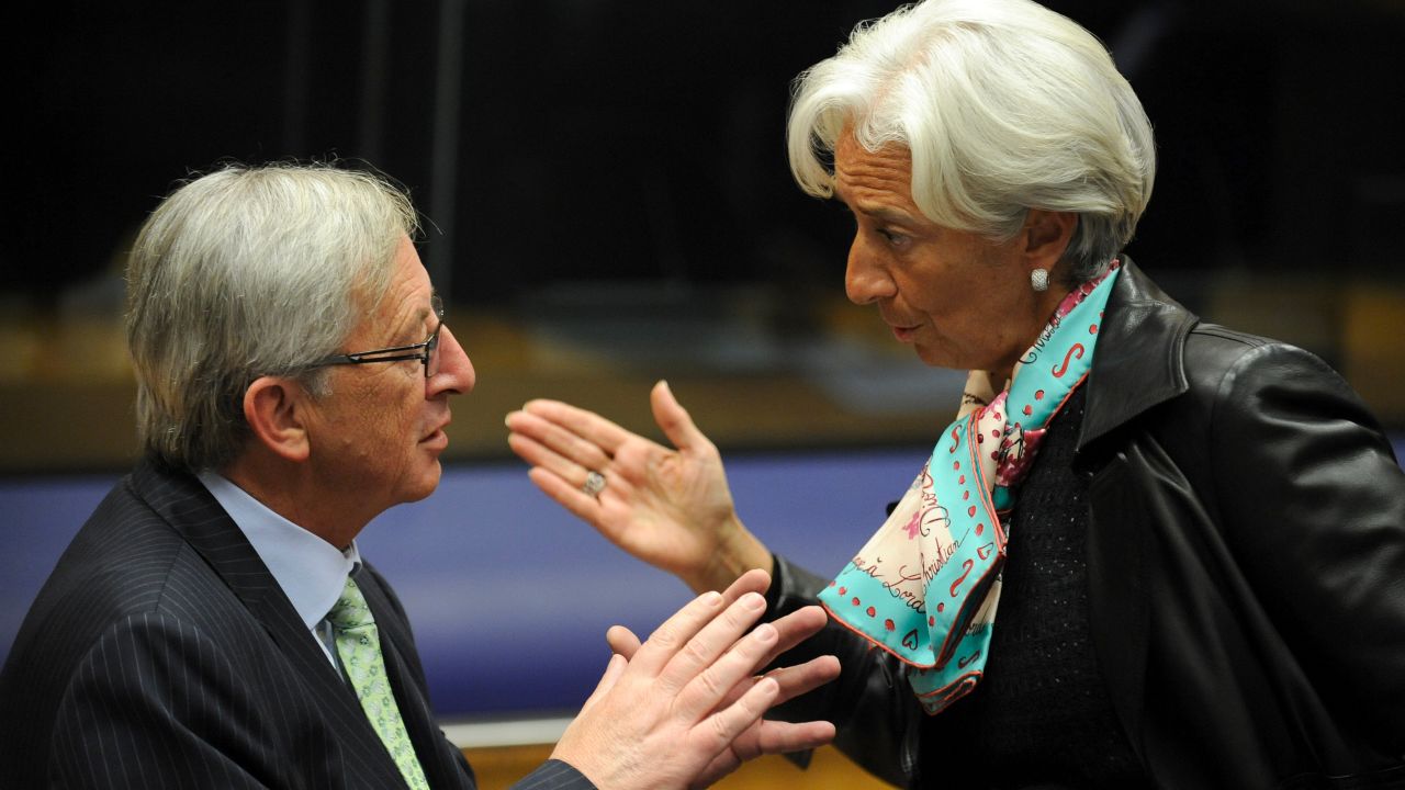  President of the Eurogroup Council Jean-Claude Juncker speaks with International Monetary Fund chief Christine Lagarde in October.