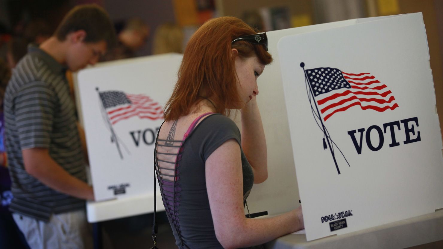 Students vote at the University of Northern Iowa in Cedar Falls in 2012.