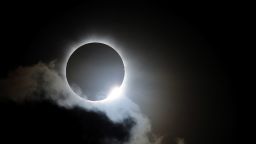 Near totality is seen during the solar eclipse at Palm Cove on Wednesday, November 14, in Palm Cove. Thousands of eclipse-watchers gathered in part of North Queensland to enjoy the solar eclipse, the first in Australia in a decade.