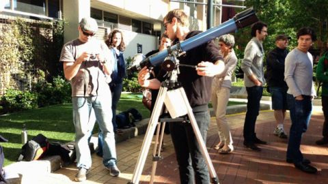 Staff and students used the campus at Swinburne University in Melbourne, Australia, to hook up telescopes and camera equipment to capture the eclipse, says <a href="http://www.flickr.com/photos/13370398@N08/" target="_blank" target="_blank">Kim Tairi</a>. "We have a center for astrophysics and supercomputing here ... [so we] set up an area on campus [where] people could come past and get a look at the eclipse," she says.