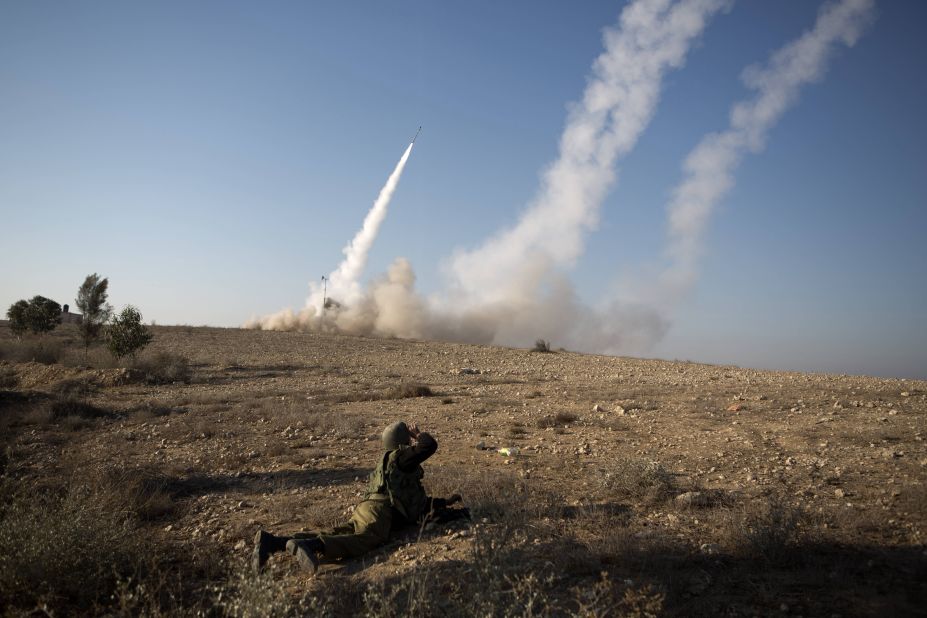 The Israeli military launches a missile Thursday, November 15, from the southern city of Beersheba.