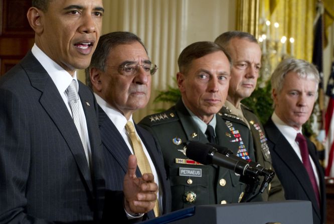 The U.S. Senate unanimously confirmed Petraeus as the next director of the Central Intelligence Agency in June 2011. Pictured from left, Obama announces that he will nominate current CIA Director Leon Panetta as Secretary of Defense, Gen. David Petraeus as the next director of the CIA, Gen. John Allen as commander for U.S. forces in Afghanistan, and Ryan Crocker as the U.S. ambassador to Afghanistan in April 2011.