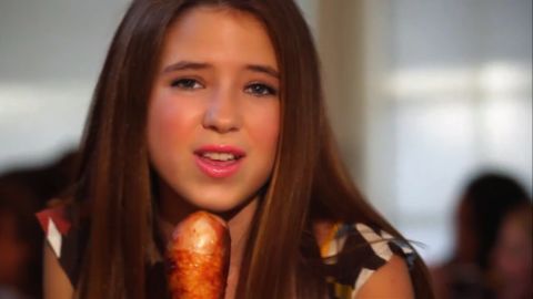 Nicole Westbrook, 12, sings into a turkey leg in "It's Thanksgiving," which has gotten more than 8 million views on YouTube.