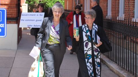 Rev. Barbara Kershner Daniel, right, fought for same-sex marriage in Maryland.