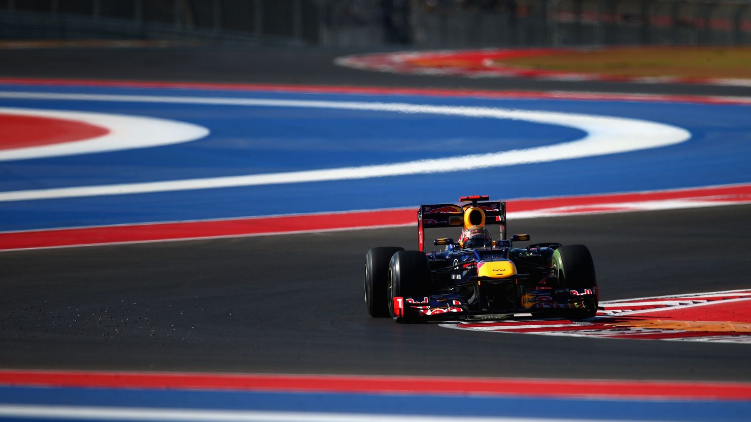 Sebastian Vettel in action during practice for the United States Grand Prix at the Circuit of Americas in Texas.