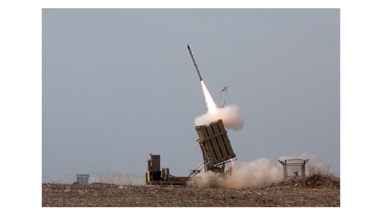 A missile from Israel's Iron Dome is launched during Operation Pillar of Defense in 2012 to intercept a rocket coming from Gaza.