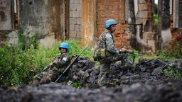 UN peacekeepers man a defensive position on the outskirts of Goma, in eastern Democratic Republic of the Congo, on November 18, 2012.