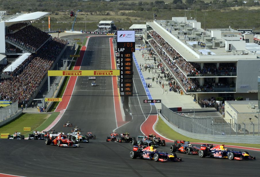 The world's top drivers go into the first turn of the Austin circuit, as a tortuous journey to get F1 back to the United States officially ends. 
