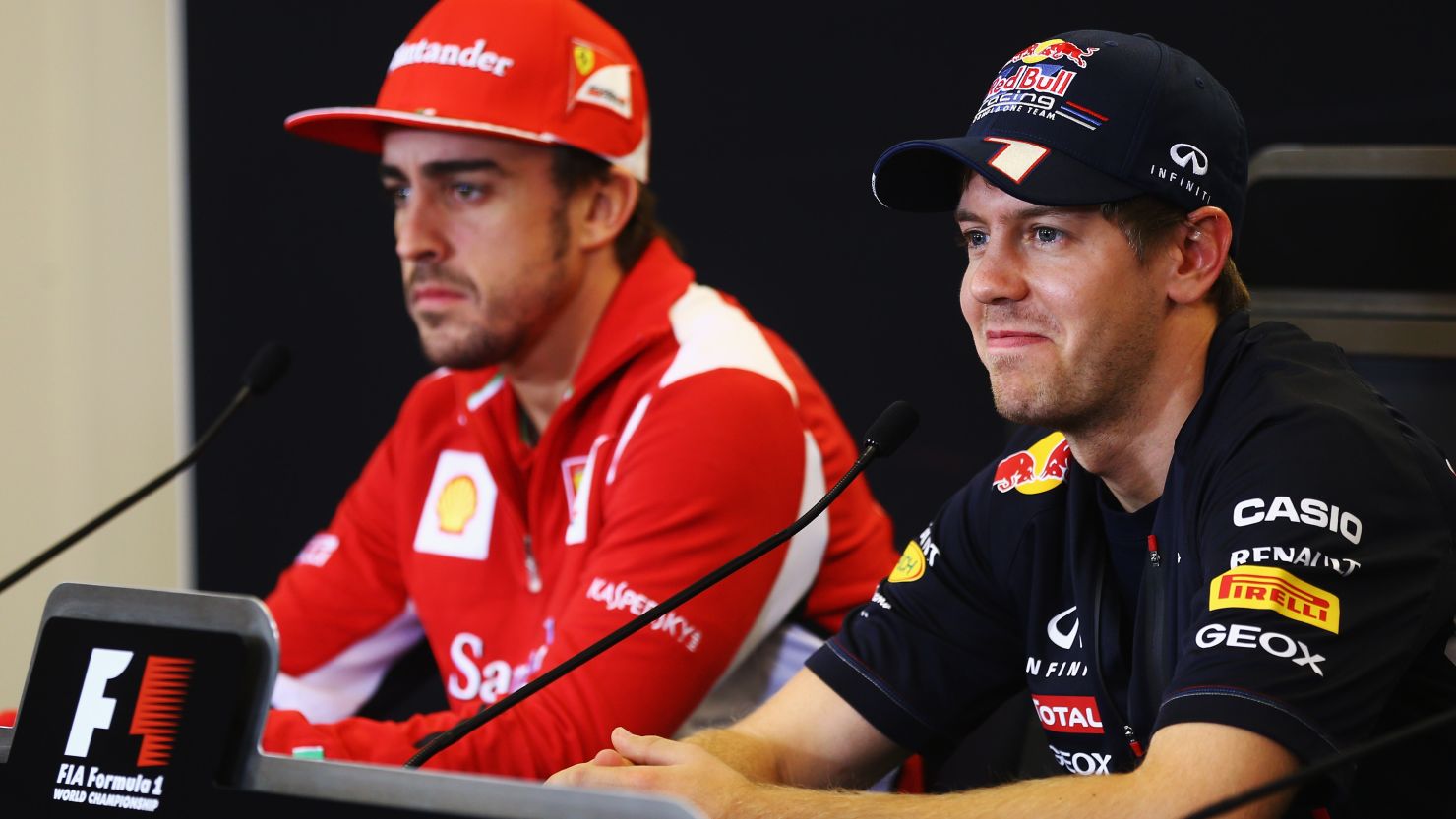 Sebastian Vettel (R) and Fernando Alonso will go head-to-head for the Formula One title in Brazil