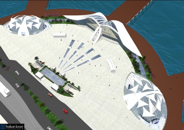 This drawing gives a birds-eye view of the proposed building.