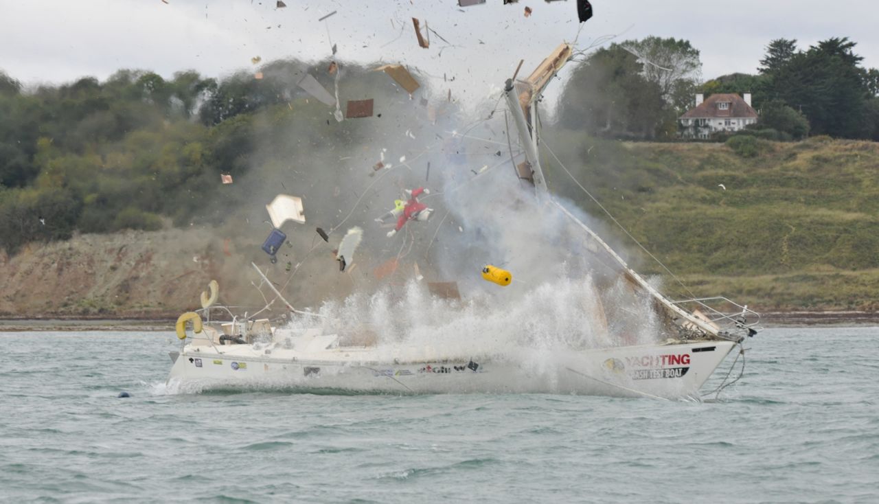 Sailing experts from British magazine Yachting Monthly have recreated eight nautical disasters as part of their "Crash Test Boat" study, ending with a gas explosion.