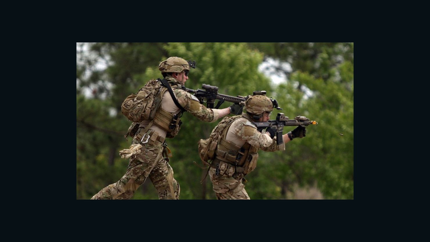 Commandos attack during an exercise at Fort Bragg in April 2012.