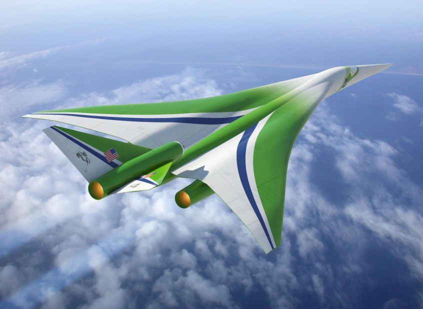 This concept for a civil aircraft capable of flying faster than the speed of sound was designed with a specific shape to reduce the level of sonic booms. 