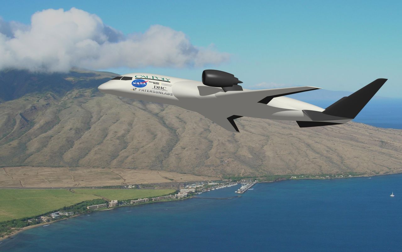 The wing and body of this design from California Polytechnic State University is meant to allow steep landings and takeoffs. Those kinds of takeoffs and landings are generally quieter for nearby residents.