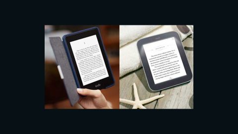 The Kindle Paperwhite, left, and Nook Simple Touch are leading e-readers, but booming tablet sales could spell doom. 