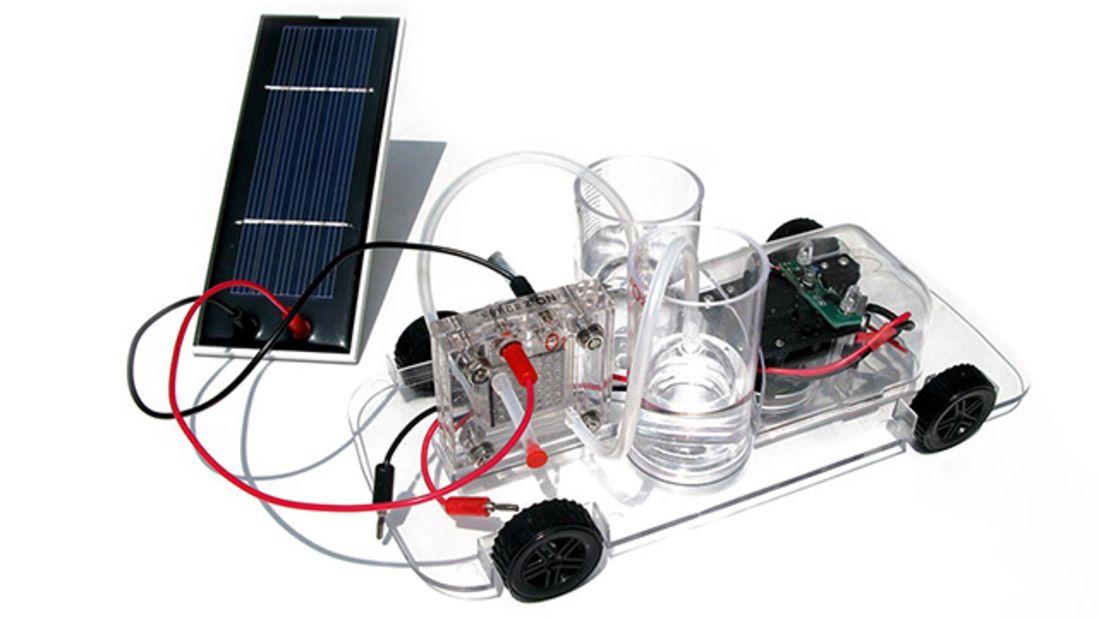 <a href="http://www.horizonfuelcell.com/education_kits.htm" target="_blank" target="_blank">Horizon's model car</a> ($80) is powered by a reversible polymer electrolyte membrane fuel cell. Assemble the car while learning about renewable energy, then turn it loose. The car drives itself, automatically turning 90 degrees when it hits a barrier. 