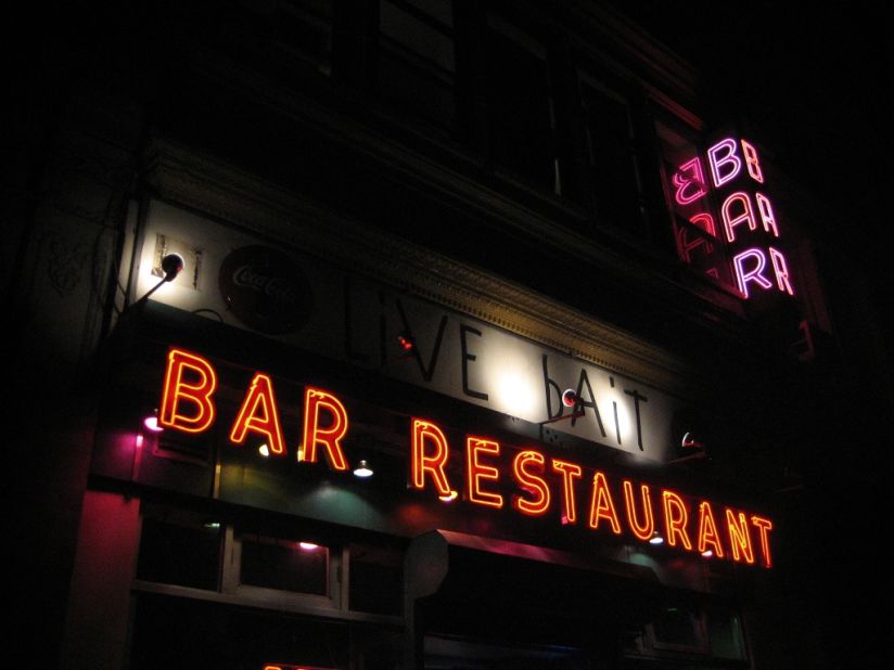 At Manhattan's Live Bait Bar on East 23rd St. a circa 1941 sign beckons patrons.<br /><br />