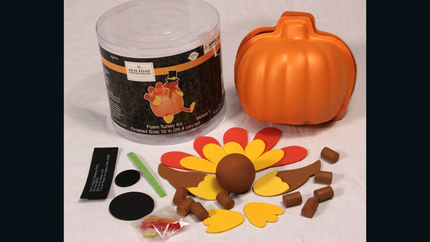 The Consumer Product Safety Commission says magnets in this Jo-Ann Fabrics foam turkey kit could pose a hazard. 