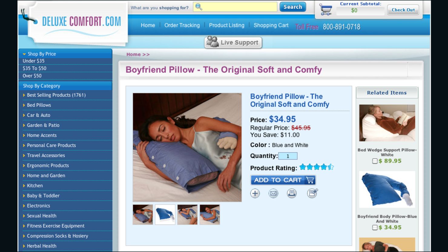 The Boyfriend Pillow, sold at DeluxeComfort.com, is a recent trending topic online.
