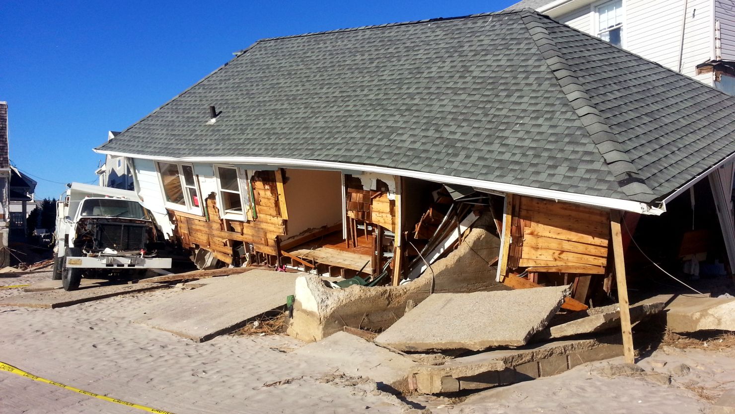 Kate Rigaut's home in Belle Harbor, New York after Superstorm Sandy barreled through the region.