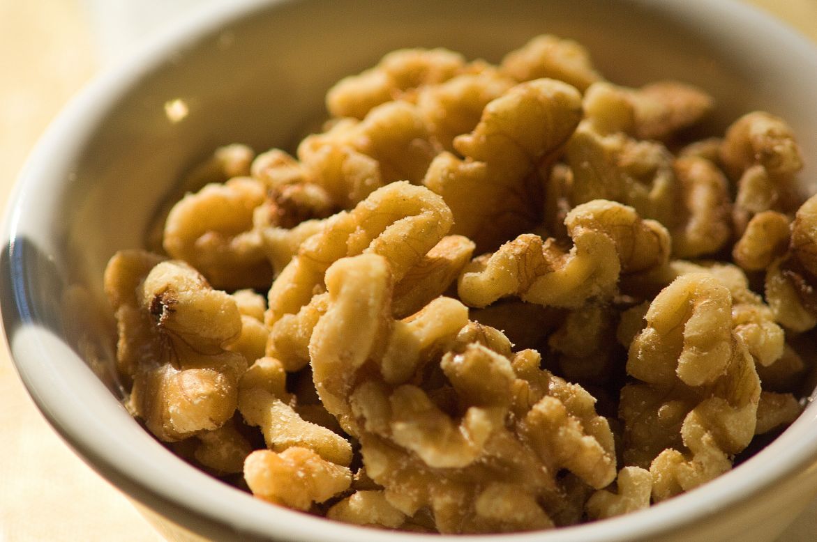 Walnuts are packed with tryptophan, an amino acid your body needs to create the feel-great chemical serotonin. (In fact, Spanish researchers found that walnut eaters have higher levels of this natural mood-regulator.) Another perk: "They're digested slowly," said Dr. David Katz, director of the Yale Prevention Research Center. "This contributes to mood stability and can help you tolerate stress."