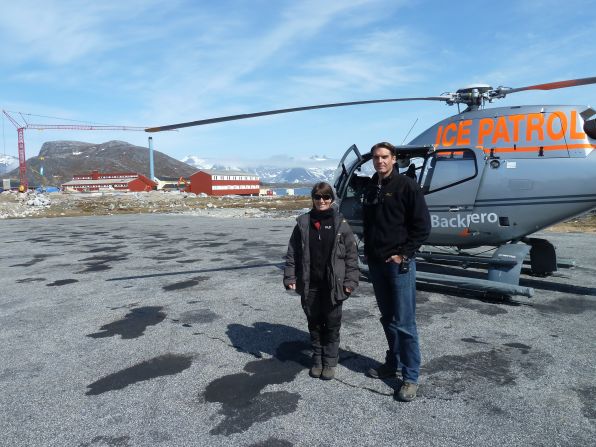 CNN camera woman Claudia Otto and correspondent Fred Pleitgen before taking off on a survey mission.