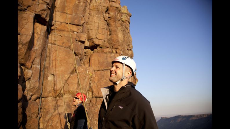 Strode does some rock-climbing with a Phoenix group in Boulder.