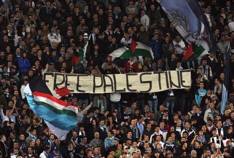 A section of Lazio fans unfurled a "Free Palestine" banner during the 0-0 Europa League draw with Tottenham, which was marred by anti-Semitic chanting from the home supporters. Tottenham traditionally have a strong Jewish following.
