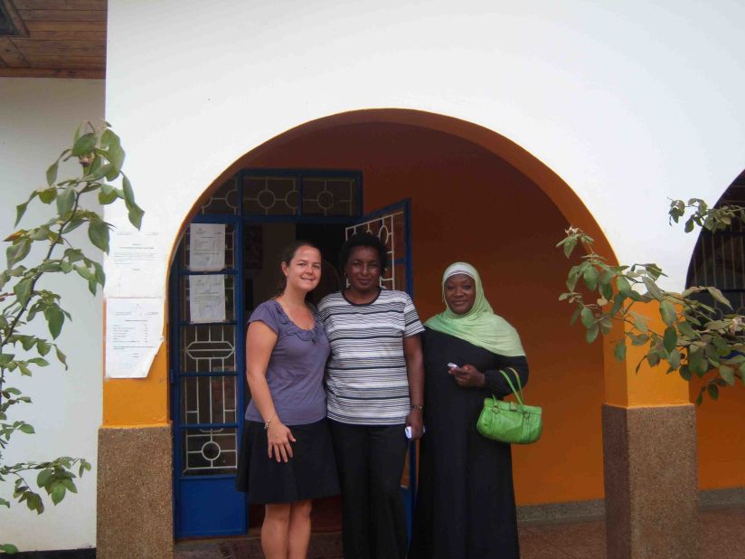 Karen Yeates (left) with colleagues Agnes Mtambo and Zahara Mahmoud, at the Pamoja Tunaweza Women's Centre in Moshi, Tanzania. Yeates is leading a project to improve cervical cancer screening in rural parts of the country.