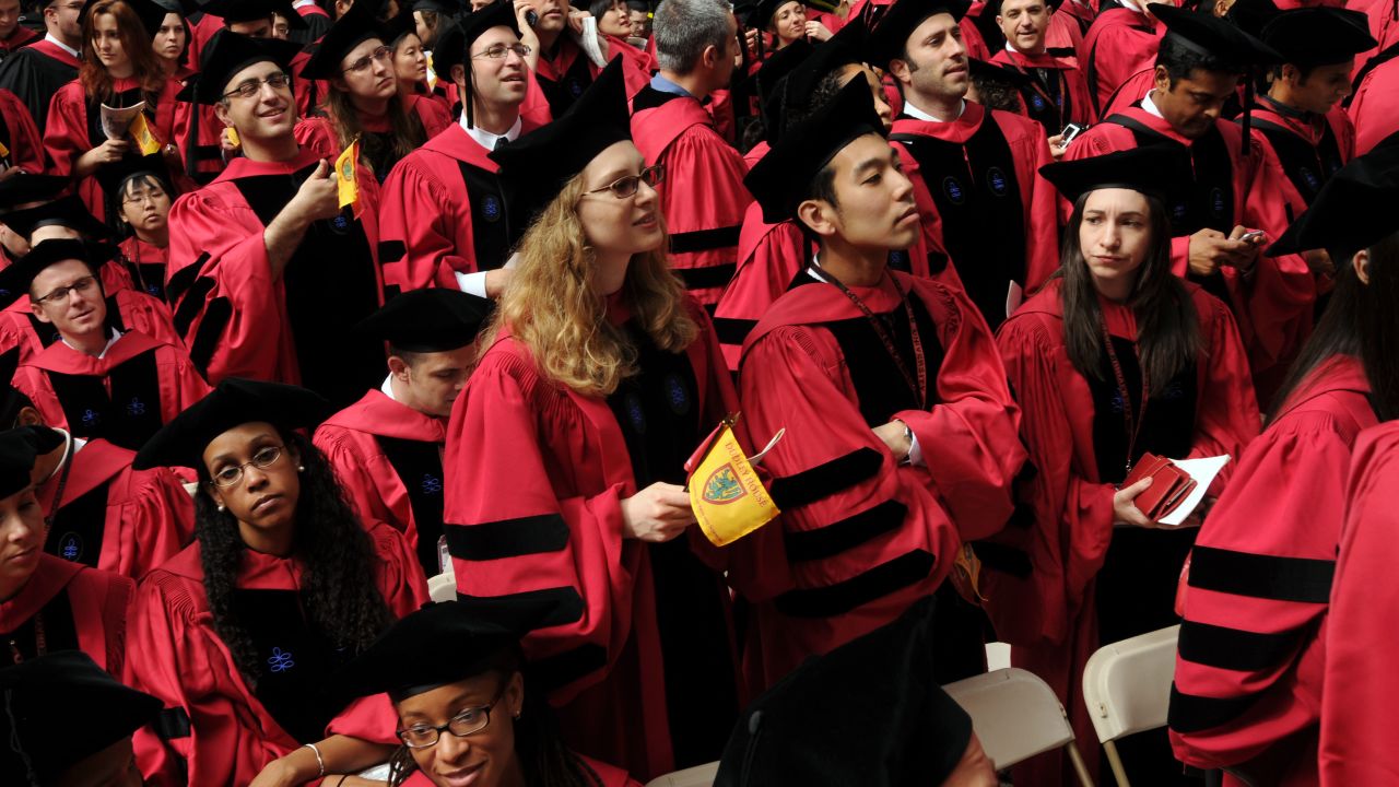 Harvard University students attend their commencement ceremony in June 2009 in Cambridge, Massachusetts.