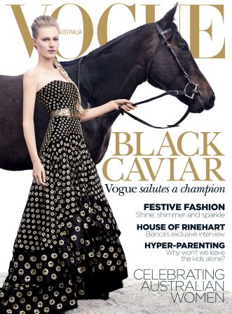Champion thoroughbred Black Caviar's achieved such fame that the mare appeared in an issue of Vogue Australia.