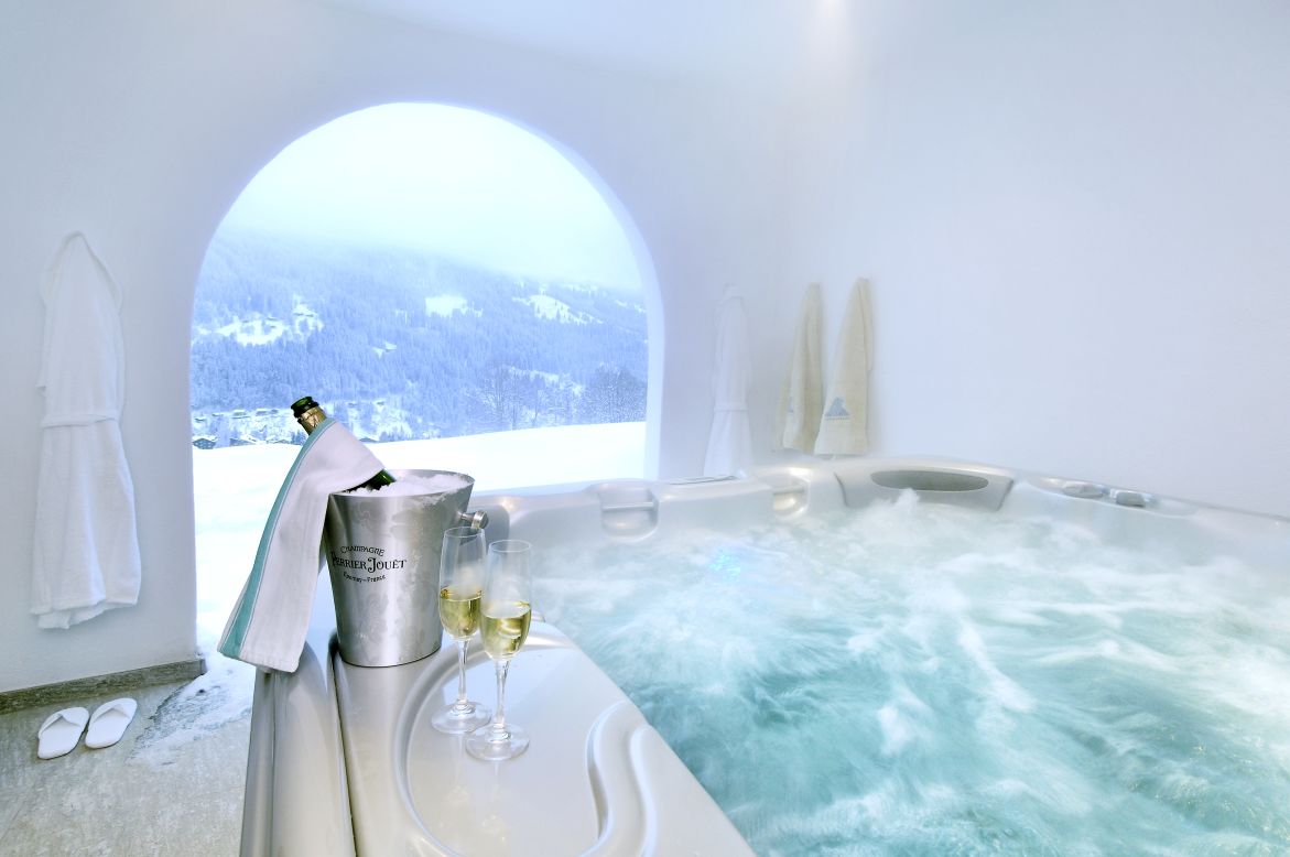 Chesa Falcun in the Klosters Valley has all the mod cons and comes with a personal chef and two chauffeurs, but its pièce de résistance is its covered outdoor hot tub -- perfect when the snow is falling.