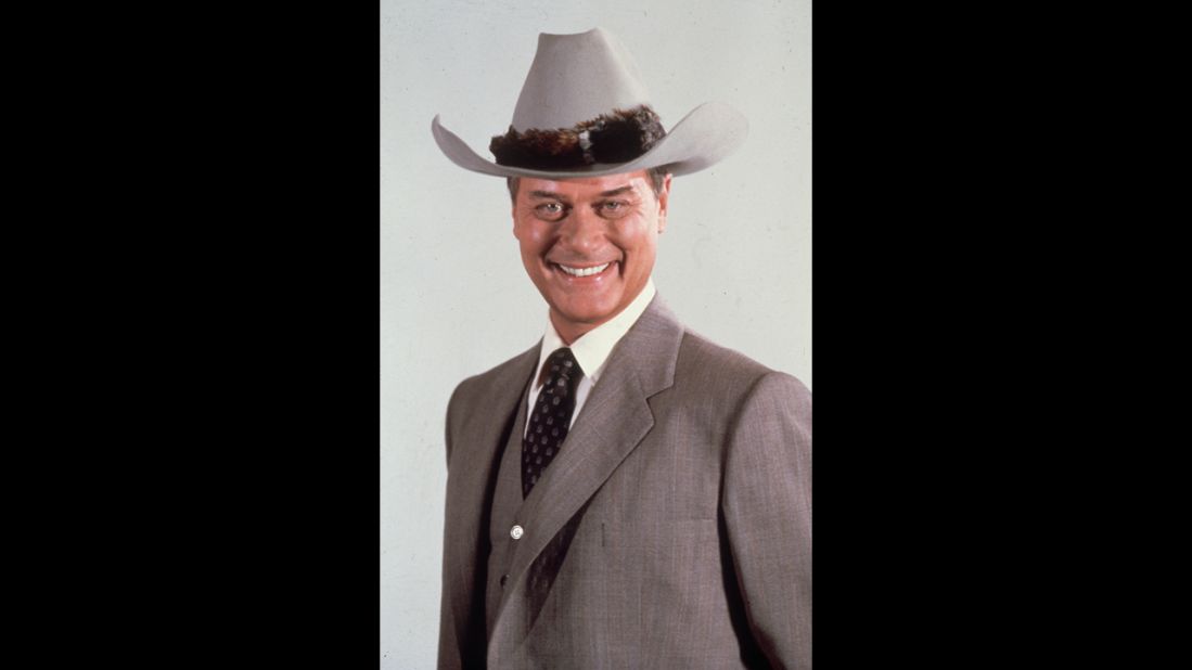 Hagman poses for a portrait as his "Dallas" character J.R. Ewing in 1985.
