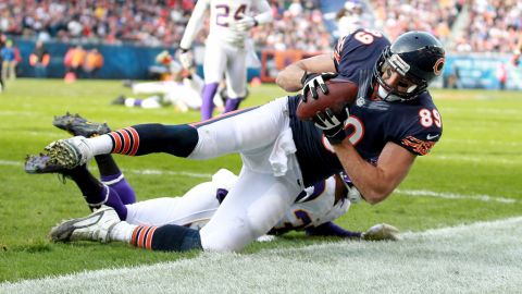 Matt Spaeth of the Chicago Bears scores a touchdown against the Minnesota Vikings at Soldier Field on Sunday in Chicago.