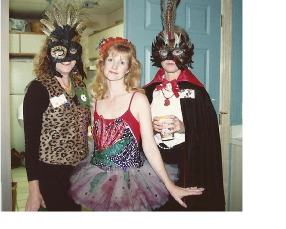 Margaret Collins Jenkins, Ouida Muffuletto and Margaret Wright celebrate Mardi Gras in the mid 1980s.  
