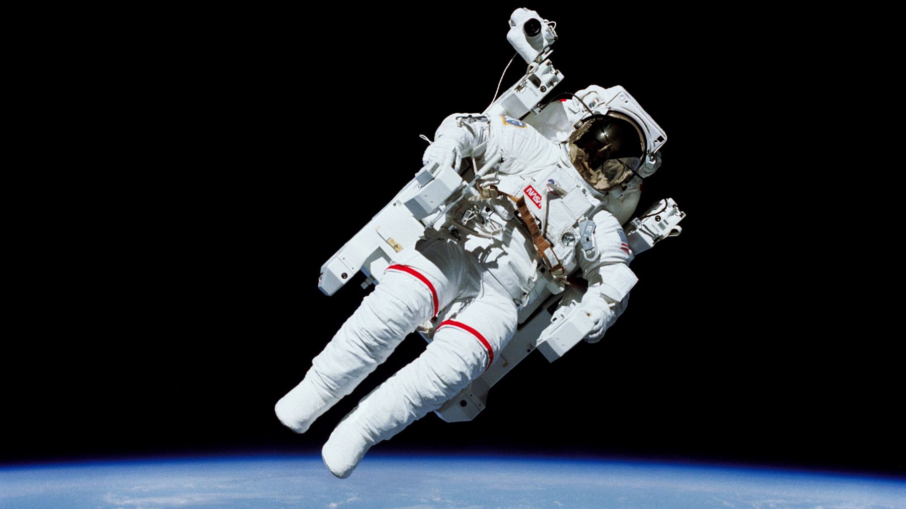 In February 1984, astronaut Bruce McCandless became the first astronaut to float in space untethered, thanks to a jetpack-like device called the Manned Maneuvering Unit. The units are no longer used, but astronauts now wear a similar backpack device in case of emergency. 